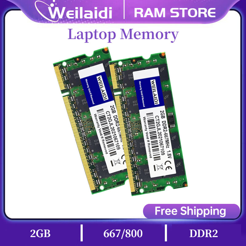 Memoria Ram DDR2 de doble canal, 2GB, 4GB, PC2-6400S, 800MHz, PC2-5300S, 667MHZ, 200 Pines, 1,8 V, no ECC, SO-DIMM, ordenador portátil y de escritorio, CL5