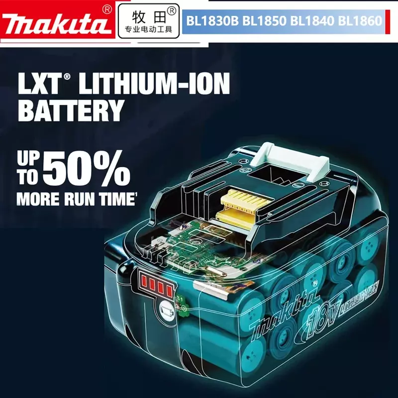 Batería de litio de repuesto 100% Original Makita 6Ah/5Ah/3Ah para herramientas Makita de 18V, BL1830B, BL1850B, BL1840, BL1860, BL1815