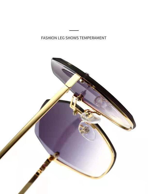 แว่นตากันแดดผู้หญิงแว่นตากันแดดยี่ห้อ Designer Gradient แฟชั่นดวงอาทิตย์แว่นตาหญิง Rimless โลหะ Oculos De Sol Luxury Designer