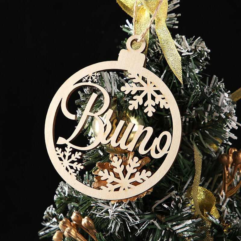 العرف شجرة عيد الميلاد الحلي عيد الميلاد شجرة تزيين شخصية زخرفة الليزر قطع أسماء عيد الميلاد مخصص لاصقات تعريف للهدايا اسم ديكور