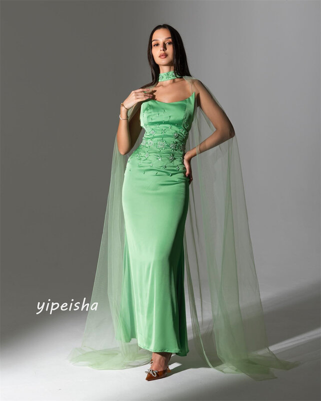 Ball Dress Evening Jersey Beading Draped Pleat Engagement A-line Strapless Bespoke Occasion Gown Midi Dresses