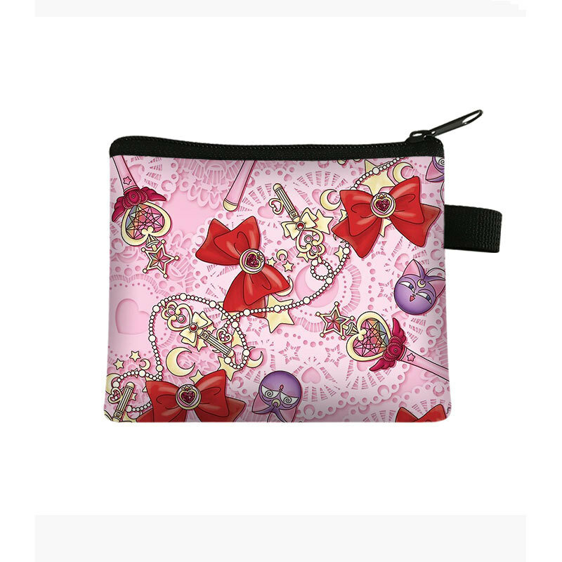 Cartera – portefeuille imprimé pour enfants, sac à cartes Portable pour femmes, sac de rangement de pièces de monnaie, sac à main en Polyester, porte-monnaie, Mini sac