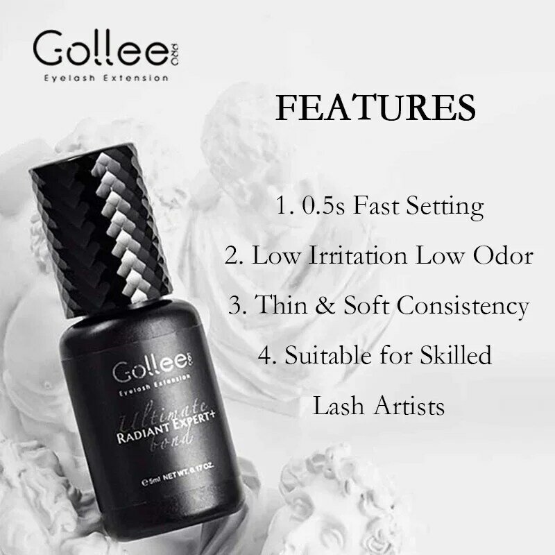 Gollee-Fast False Lash Extensões Cola, Sem Odor, Adesivos, Sem Irritação, Suprimentos de Extensão Lash, Ferramentas de Maquiagem, 0.5-1S