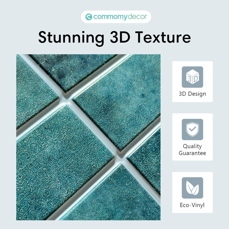 Telha de mosaico 3D auto-adesiva para cozinha, painel de parede Peel and Stick, Matt Linear Backsplash, adesivo de banheiro impermeável