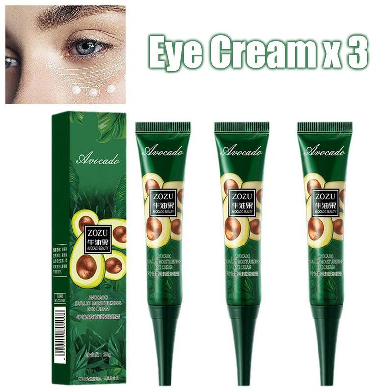 Abacate Eye Cream para círculos escuros e inchaço, Overnight Under Eye Treatment, Hidratante, 3pcs