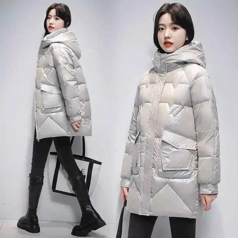 Chaqueta larga de algodón con capucha para mujer, Parka gruesa acolchada, Tops de invierno, novedad de 2023
