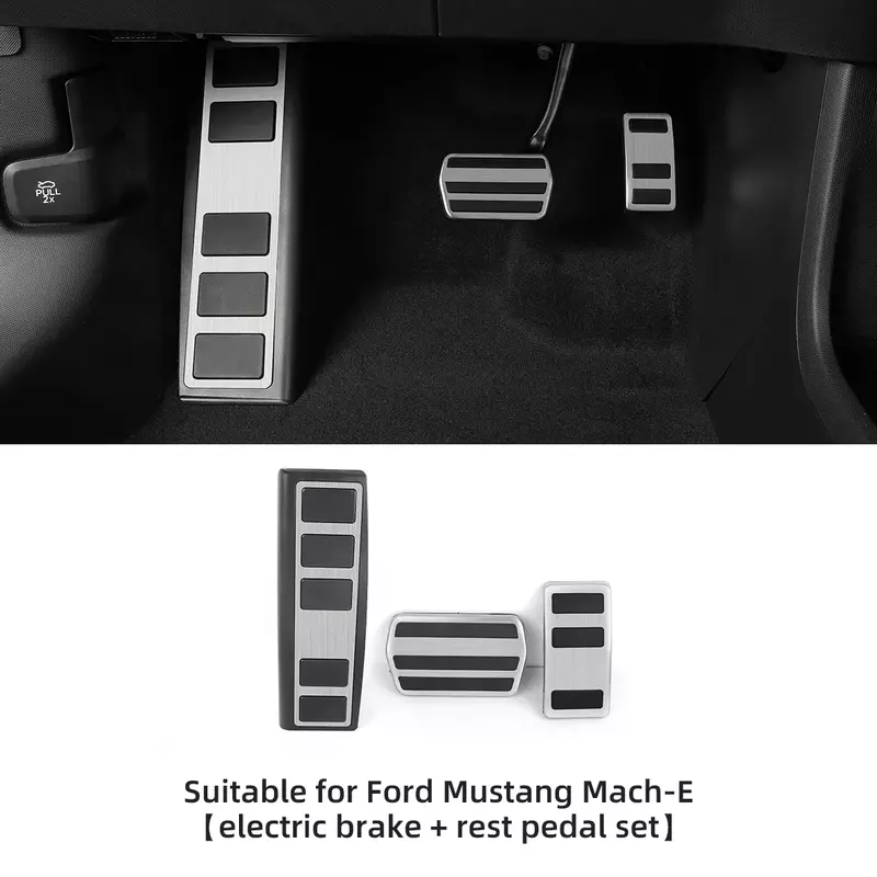 Untuk Ford Mustang mach-e akselerator Pedal rem Pedal kaki penutup Pedal anti selip bantalan baja tahan karat Aksesori pengganti mobil