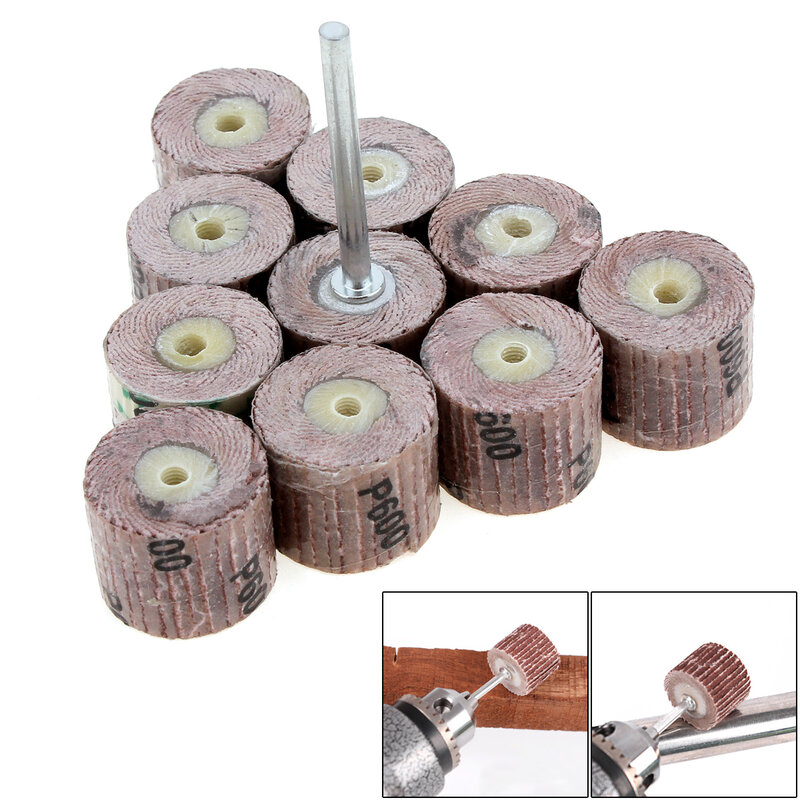 10pcs 600 Grit Flap Sanding Wheel Grinding Disc with 3mm Arbor for Rotary Tool / Mini Drill
