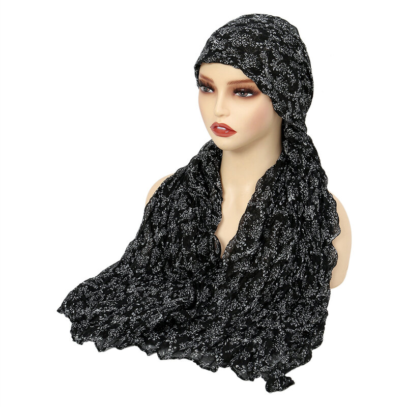 Новый стильный женский мусульманский головной платок с принтом, головной платок, шаль, тюрбан, головной убор против выпадения волос, Женский тюрбан