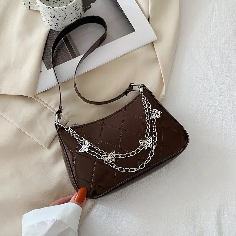 Женская сумка 2022, трендовая сумка-мессенджер из искусственной кожи, винтажная Женская однотонная сумка на молнии, роскошная женская сумка под подмышки