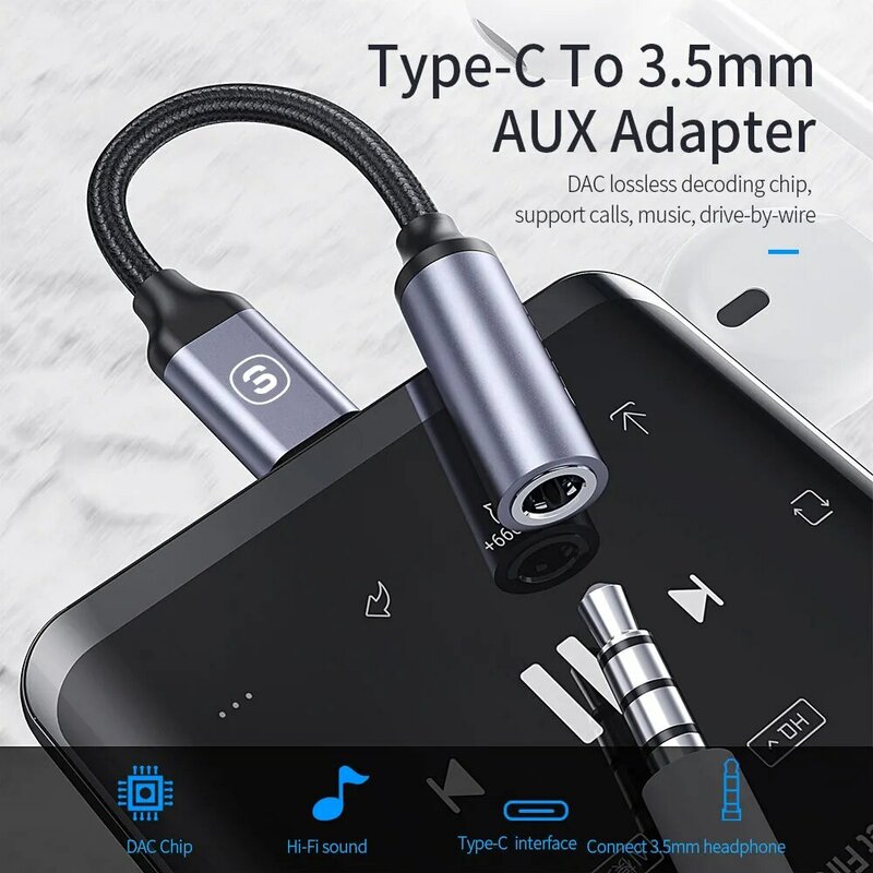Essager Adapter słuchawkowy USB typu C 3,5 Jack USB C do słuchawek 3,5 mm AUX Audio Adapter Kabel do Huawei P30 Xiaomi Mi 10 9 Es