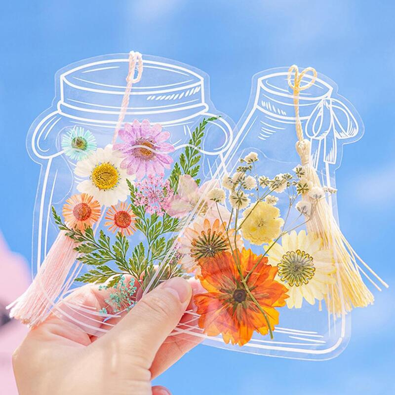 Marcapáginas de flores secas transparentes, decoraciones de plantas florales, fabricante de marcapáginas flotante, bricolaje, 20 piezas