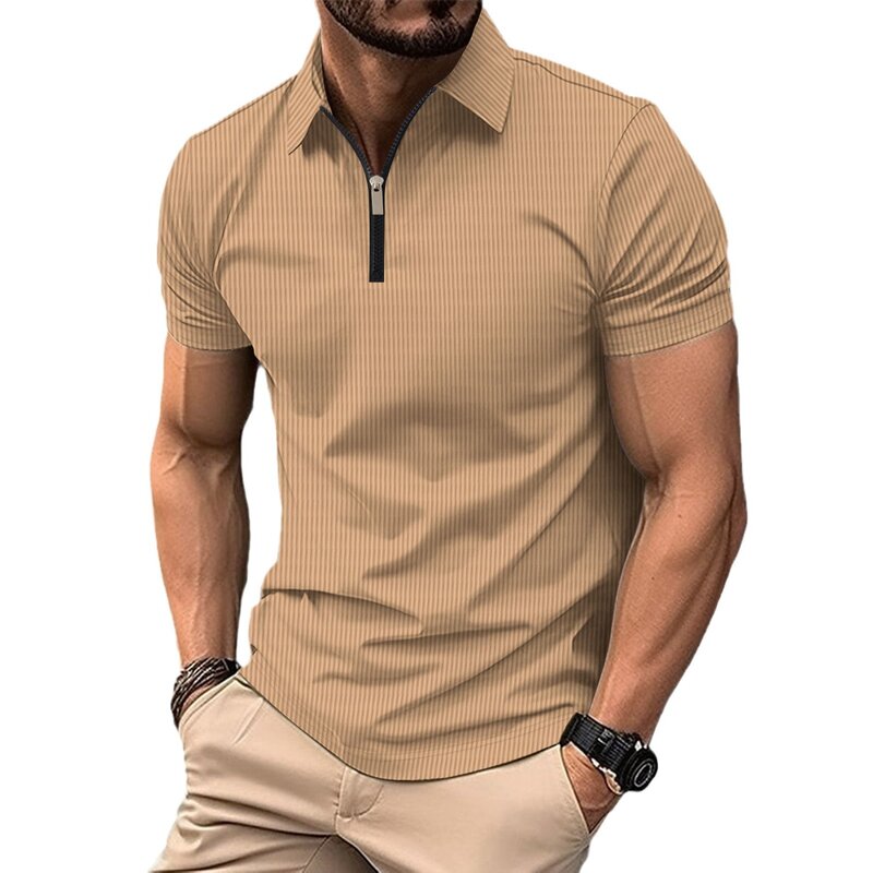 Baju Golf pria, kaus POLO 3D kasual lengan pendek musim panas pakaian jalan pria pengukuran Eropa