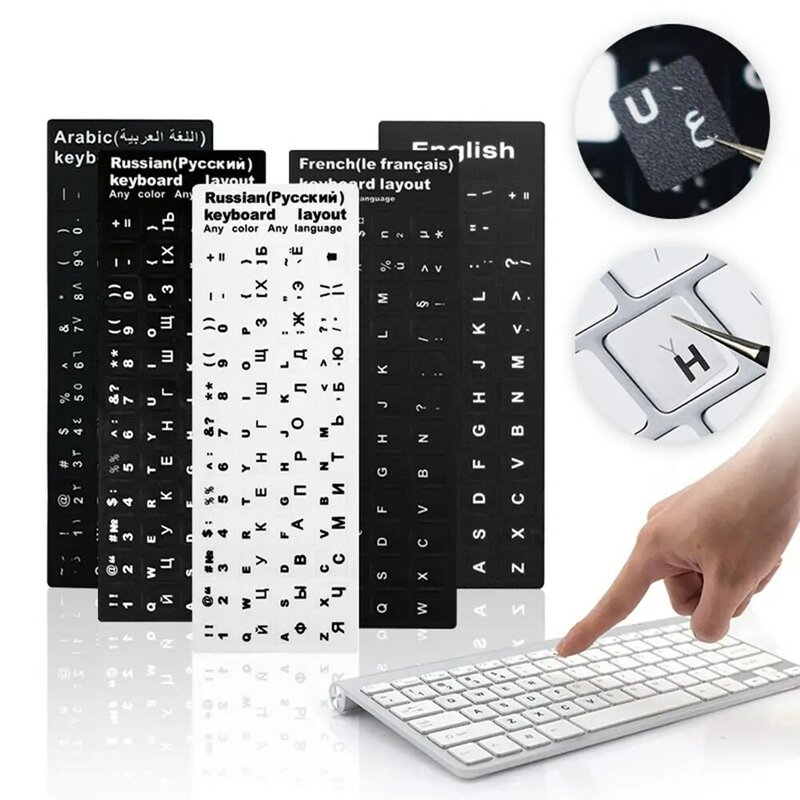Slijtvaste Toetsenbord Stickers Spaans/Engels/Russisch/Deutsch/Arabisch/Italiaans/Japanse Letter Vervanging Voor Laptop Pc