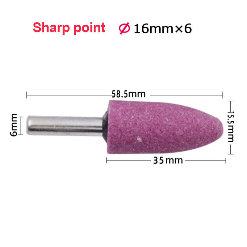 1pc 6mm Shank Red Corundum Conical Grinding Head Red Corundum  For Polishing And Rust Removal Hand Tool Hardware Accessories