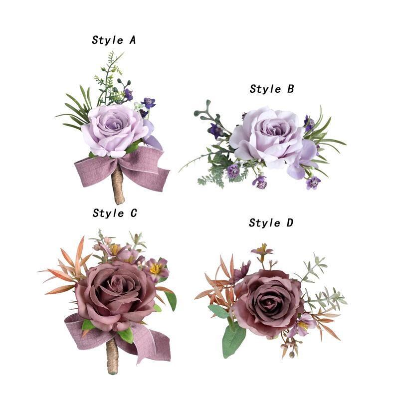Wedding Flower Wrist Corsage Handcraft DIY Hand Flower Boutonniere for Centerpieces Homecoming Photo Prop Party Suit Decoration