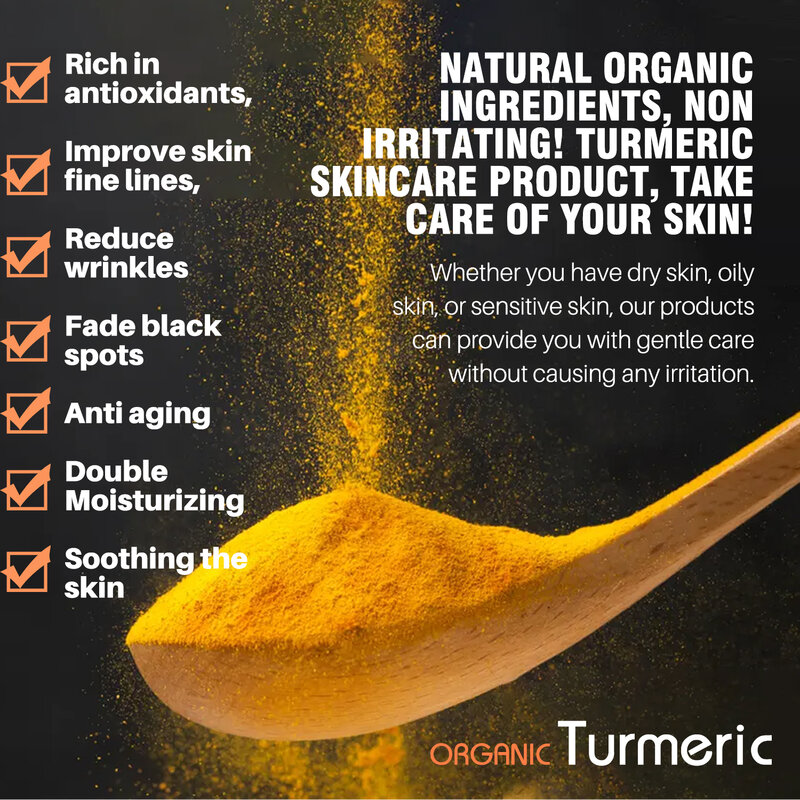 Professional Turmeric 10 Sets Whitening Moisturizing Brightening Serum Cream Remove Acne Lighten Dark Spots Anti Aging Cleansing