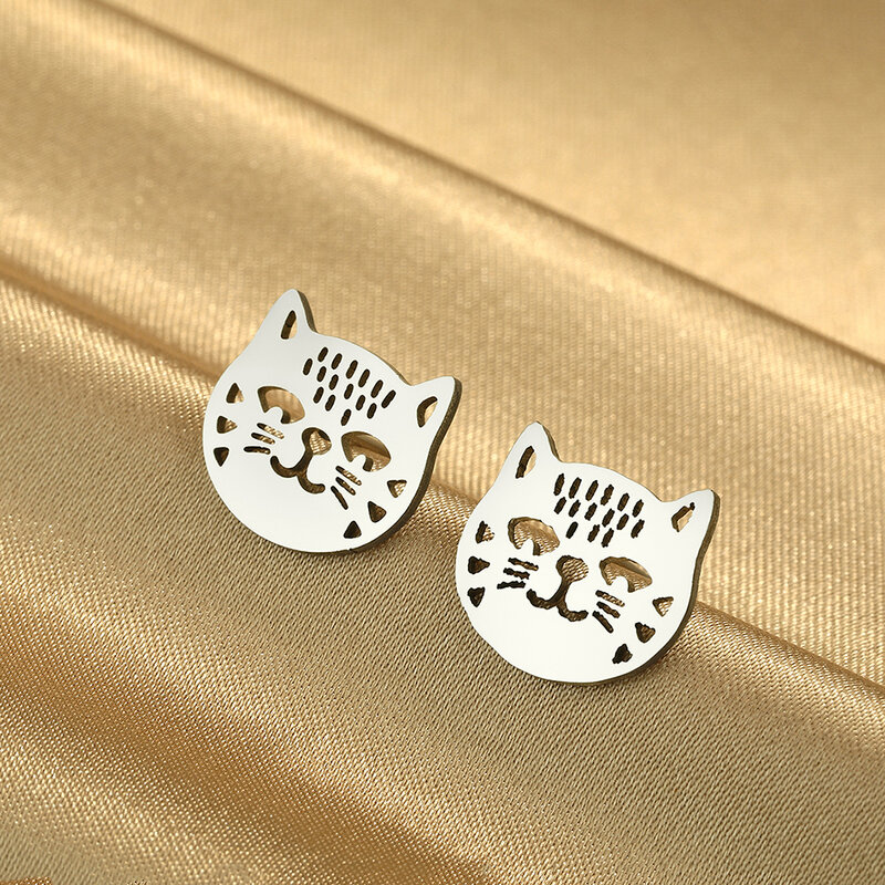 Chandler Cat Charm Stud Earrings for Men and Women Jewellery Supplies Animal Dangle Earring Trendy Jewelry