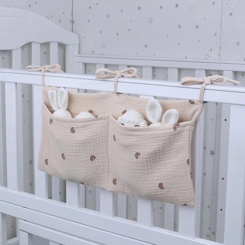 Baby Crib Storage Bag Diaper Nappy Organizer Multifunctional Cot Bed Hanging Storage Bag for Kids Baby Bedding Stuff Accessories