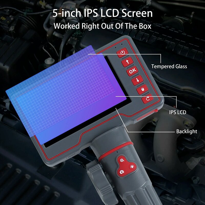 3.9/6/8mm endoscopio articolato 2 vie 180 gradi sterzo endoscopio industriale 5 "schermo videocamera impermeabile per fognatura auto