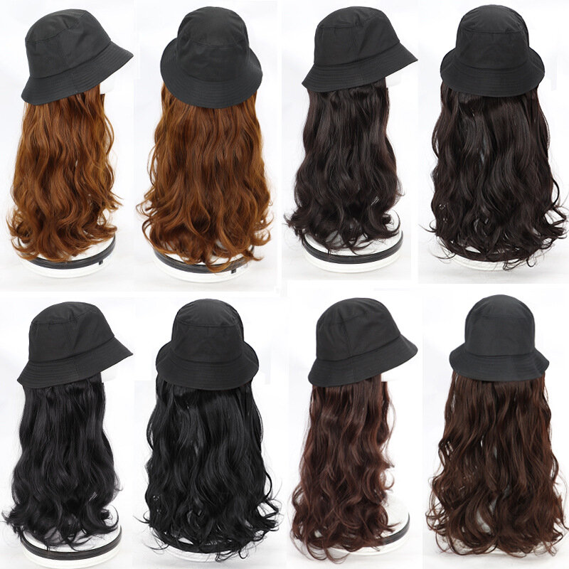 Bonnet de perruque en fibre chimique pour femme, cheveux longs bouclés, postiches de degré de chaleur, utilisation 03