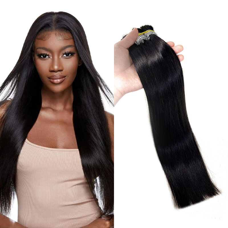 Wholesale No Weft 100% Human Hair Bulk Raw Indian Hair Extensions 10A Bulk Hair Weaving For Braiding Virgin Remy Hair 1B 100g