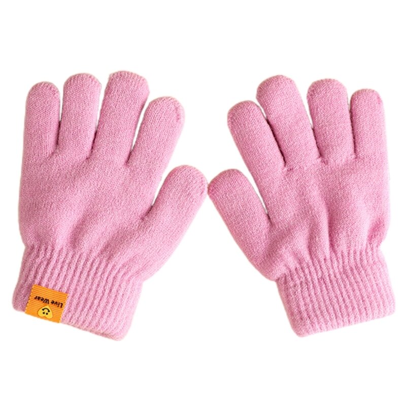 Doppellagige Kinderhandschuhe, warme Herbst-/Winter-Accessoires mit fünf Fingern, isolierte Kinderhandschuhe, leichte H37A