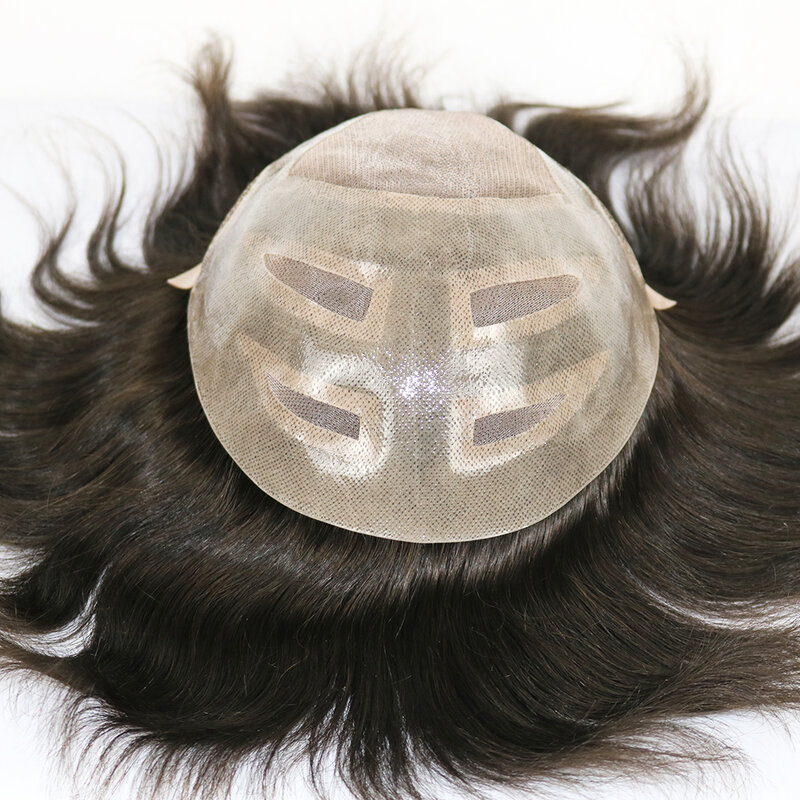 Мужские человеческие волосы кружевные спереди тонкие моно-волосы сменный парик естественная линия волос черные индийские мужские волосы капиллярный протез