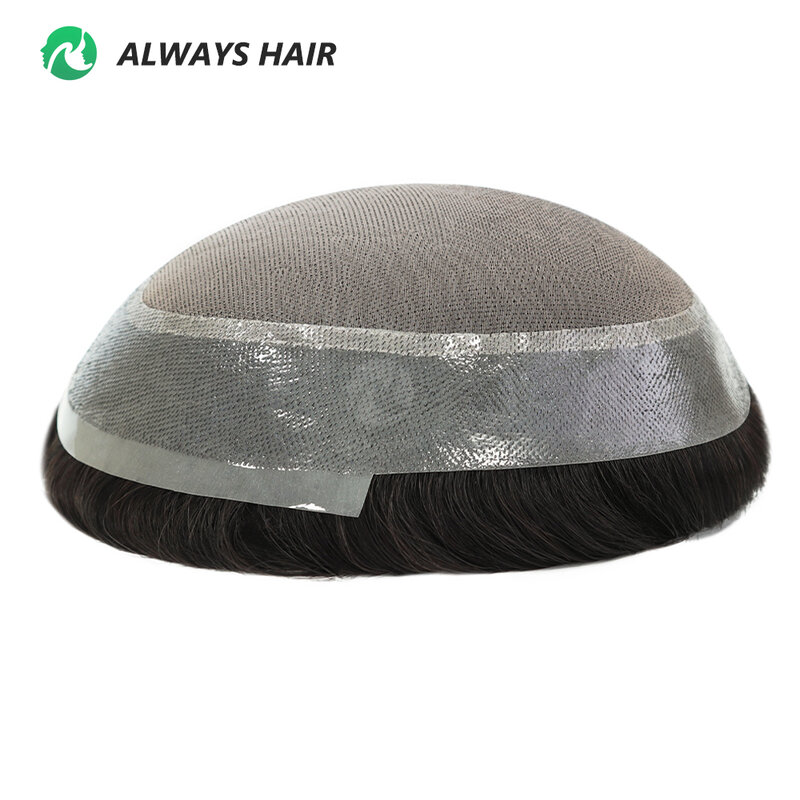 A buon mercato durevole Mono PU parrucca uomo parrucchino stile libero Off nero indiano capelli umani Prothesis capillare da uomo 6x8 6x9 7x9 8x10