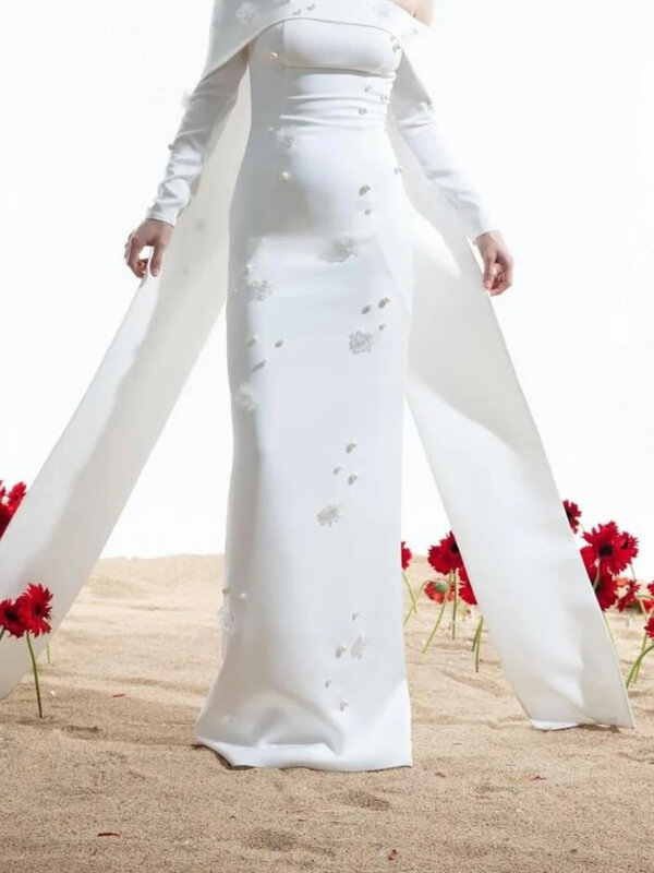 Бальное платье Jiayigong для выпускного вечера из Саудовской Аравии простая Мода с открытыми плечами ТРАПЕЦИЕВИДНОЕ вечернее с цветочным бисером атласное на заказ