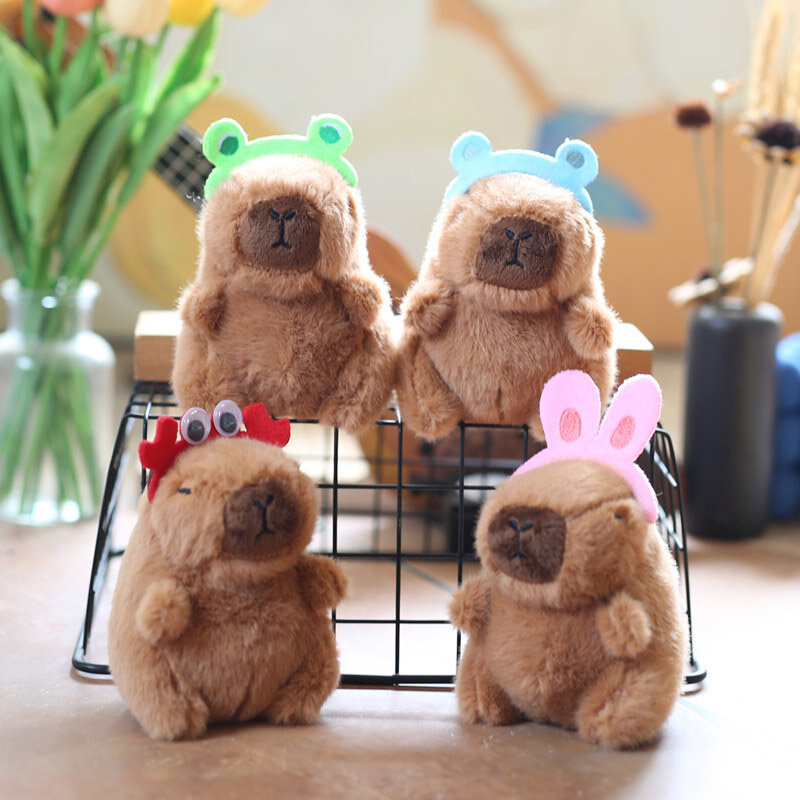 Porte-clés en peluche Kawaii Capybara, pendentif de sac mignon, porte-clés animaux moelleux créatifs, porte-clés beurre en peluche, cadeau d'anniversaire