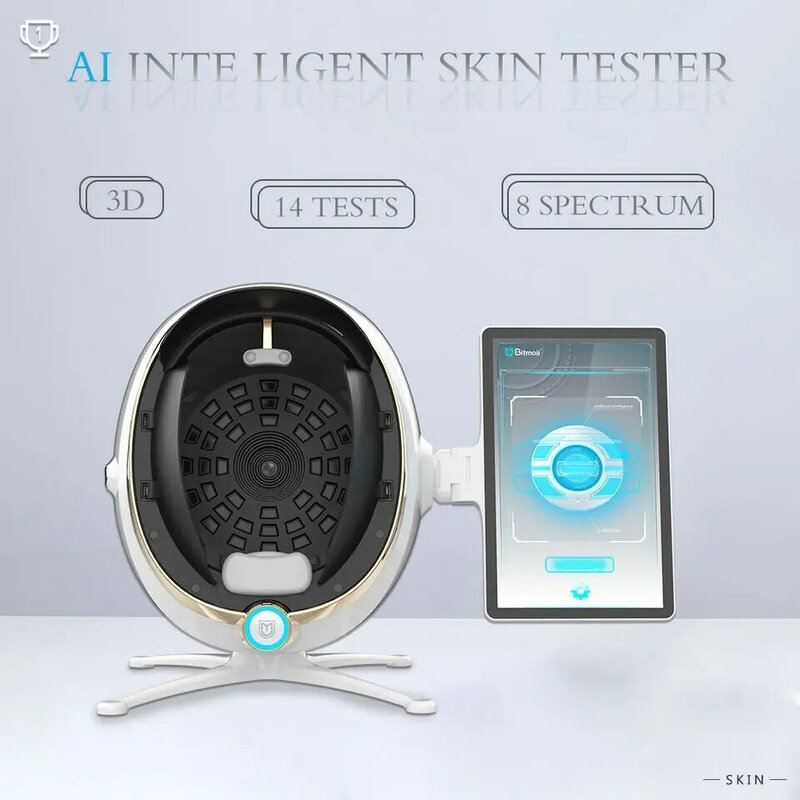 Máquina de análisis de la piel, analizador de piel de espejo mágico Facial inteligente multilenguaje, prueba de humedad, Analizador de escáner de piel Facial 3D