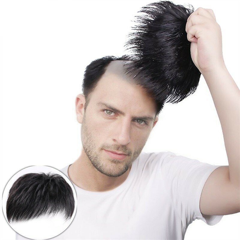 Toupet de cheveux humains avec autour de la perruque pour hommes, patch optique, remplacement de cheveux prothétiques, pièces masculines, calvitie naturelle