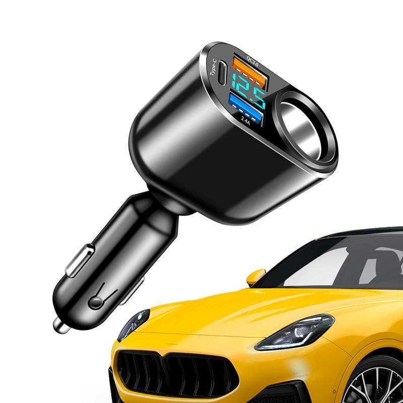 Автомобильное зарядное устройство 90 Вт, 4-портовое автомобильное зарядное устройство для быстрой зарядки, многофункциональное автомобильное зарядное устройство с переходником для быстрой зарядки