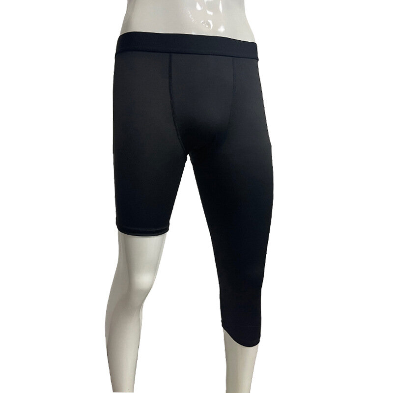 Pantalones deportivos de compresión para hombre, mallas cortas de una pierna para correr, baloncesto, fútbol, Yoga