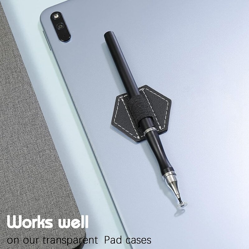 Porte-stylo auto-adhésif en cuir PU pour ordinateur portable, porte-stylo hexagonal, porte-journal élastique, porte-boucles, environ 4,5x4cm, 10 pièces
