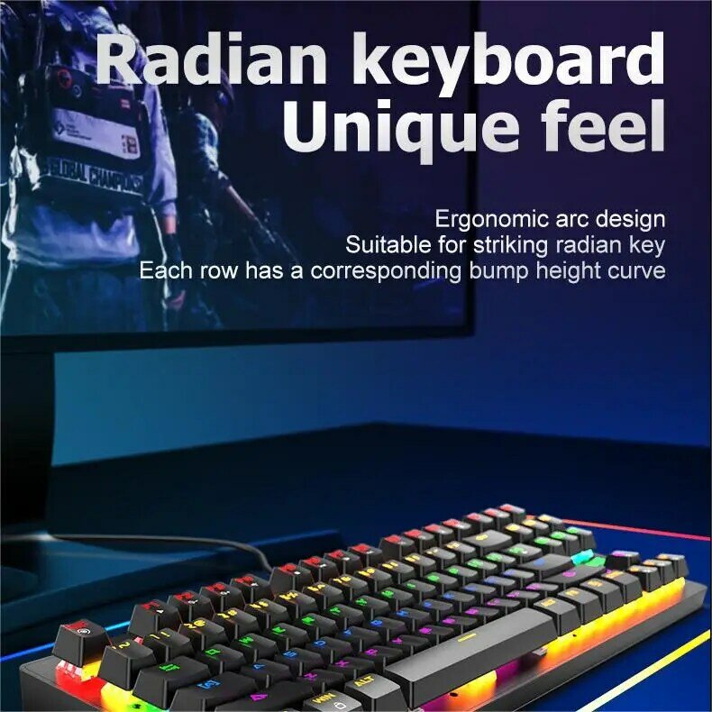 Free Wolf K2 Punk Mechanical Keyboard 87 Keys Gaming Competitive Office Laptop Gaming Keyboard