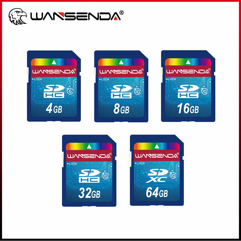 การ์ด SD ขนาดเต็ม Wansenda ความจุจริง4GB 8GB 16GB 32GB 64GB การ์ด SD การ์ดความจำสำหรับกล้องโน้ตบุ๊คดิจิตอลอุปกรณ์จัดเก็บข้อมูล