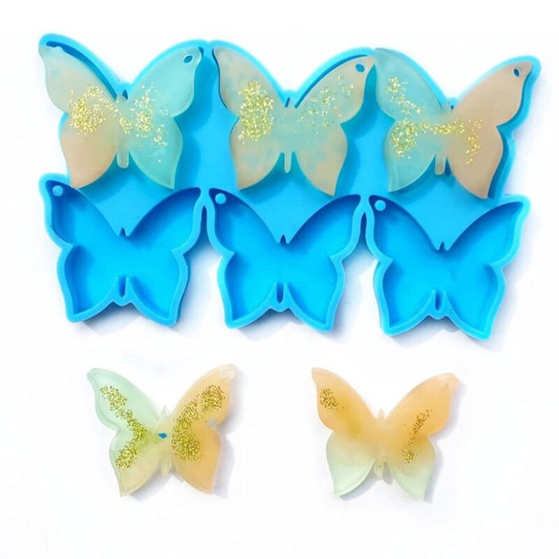 Jantung Kupu-kupu Liontin Epoksi Resin Cetakan Pengecoran Cetakan untuk DIY Uv Anting Gantungan Kunci Perhiasan Kerajinan Seni Membuat Perlengkapan Deco Bagian
