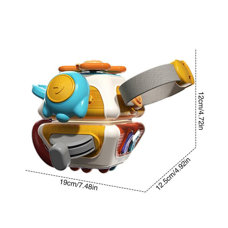 풀 스트링 장난감 다채로운 우주선 감각 큐브, 크리에이티브 풀 토이, 인터랙티브 360 회전 스티어링 휠, 몬테소리 장난감, 10 면