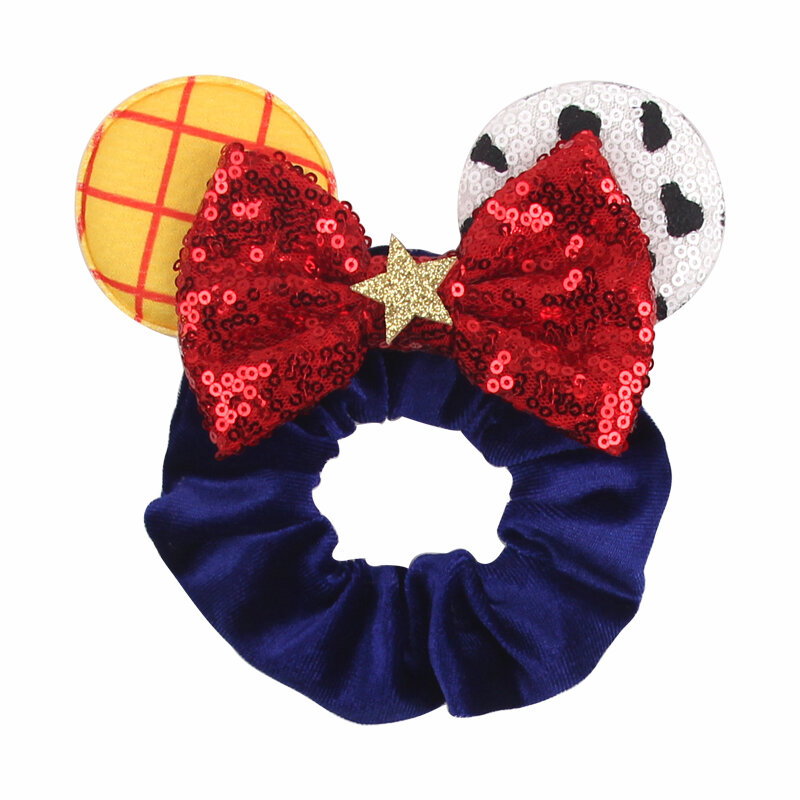 Disney Ears Hair Scrunchies Velvet Hairbands For Girls Sequins Bows Headband Women Trip DIY Accessories Minnie Mouse Party Decor