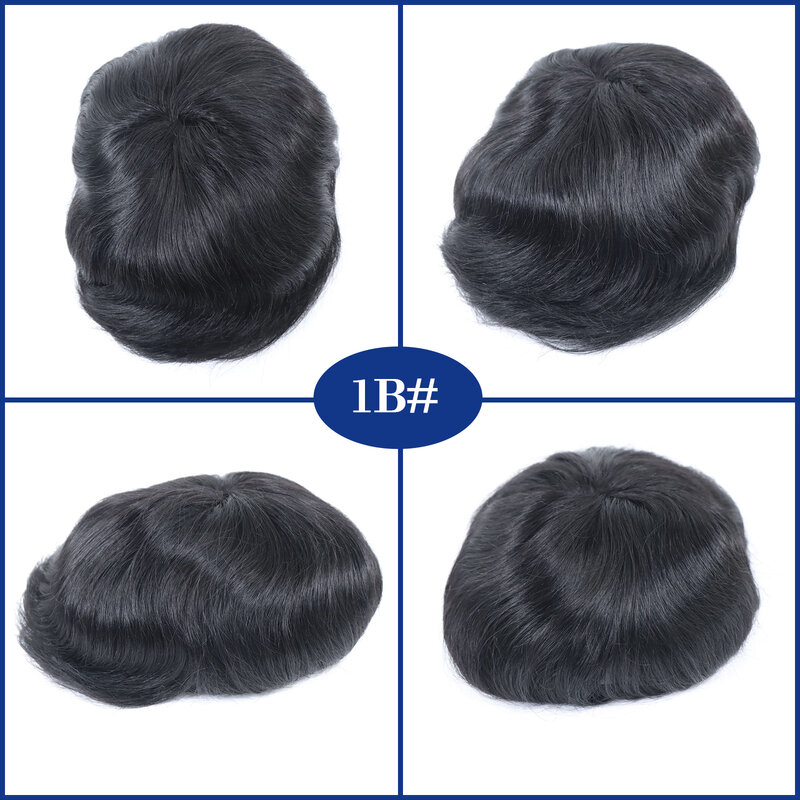 Full Lace Human Hair Men Toupee Breathable Swiss Lace Toupee For Men Short Human Hair Mens Wigs Replacement Systems Hair Piece
