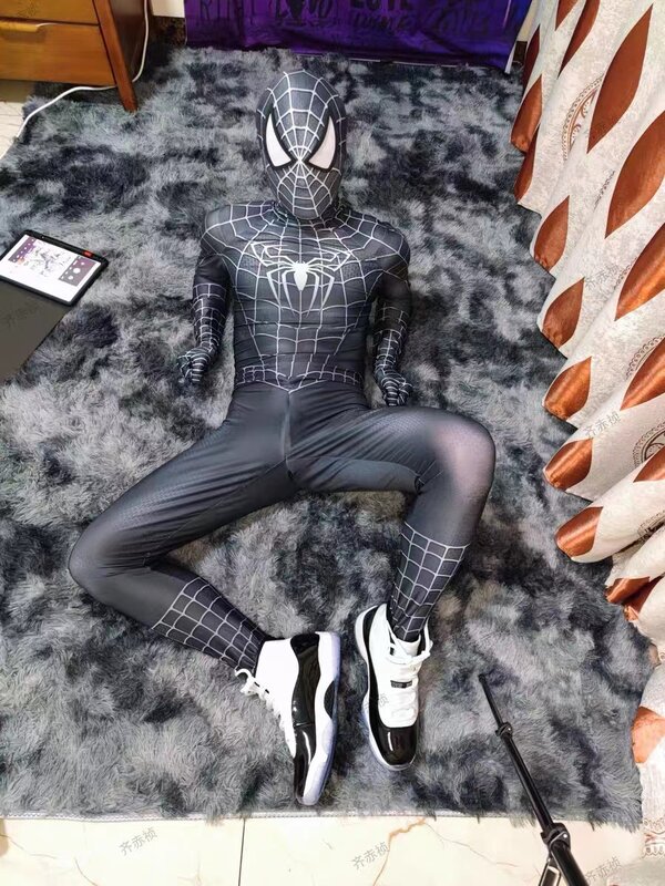 Halloween Men Spiderman cosplay Black Raimi Cosplay Costume Venom Symbiote Raimi Suit Zentai Bodysuit Adults Kids