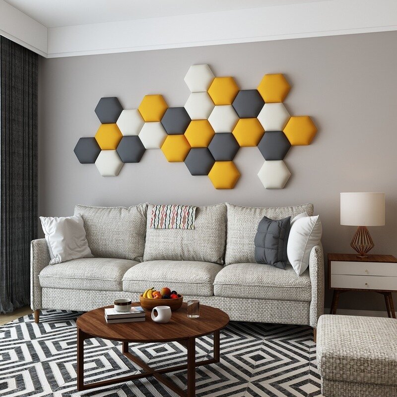 Mobília do quarto Cabeceira, 3D Adesivos de parede, Hexagonal Bed Head, Tatami Decor Panels, 135
