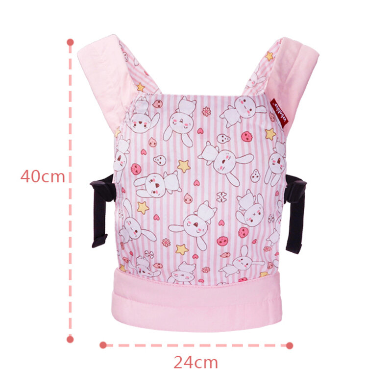 Vrbabies Dolls Carrier Front and Back Soft Cotton Baby Girls Over 18 Months Rabbit Pattern baby toy doll carrier backpack gift