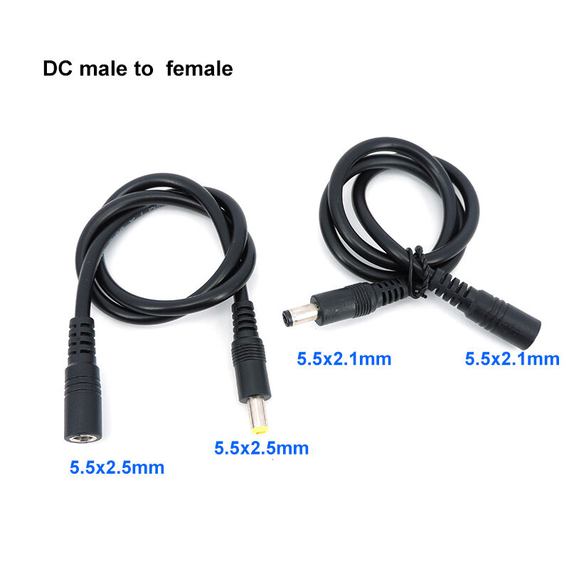 DC male to female power supply Extension connector Cable Plug Cord wire Adapter for led strip camera 5.5X2.1mm 2.5mm J17