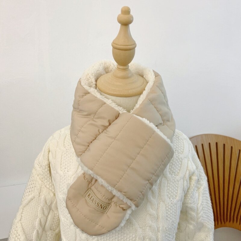 Cachecol versátil quente e macio para crianças lã cordeiro cachecol elegante unissex para crianças