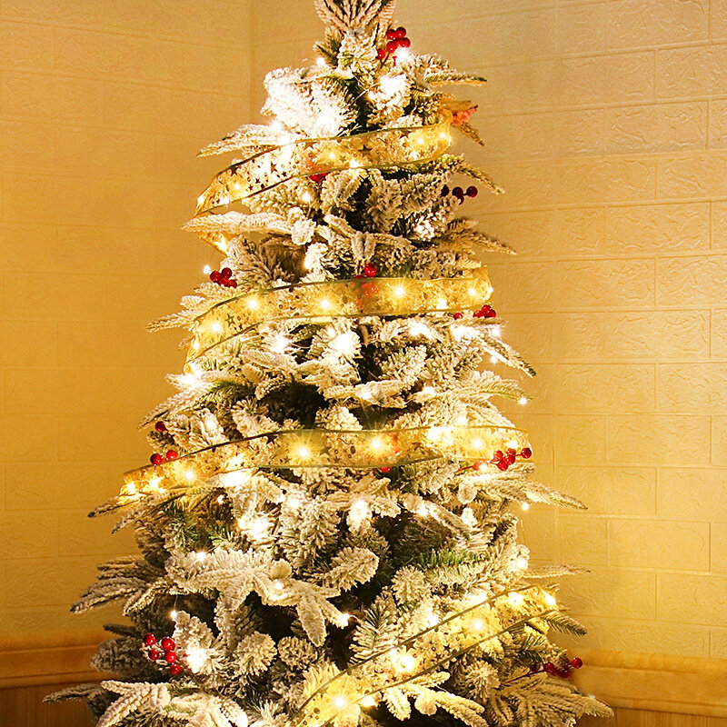 1Pc Nieuwe Diy Fee String Slinger Verlichting Decoratie Bruiloft Kerstboom Huis Nieuwjaar Ornament Lint Hoge Kwaliteit Kant Strik