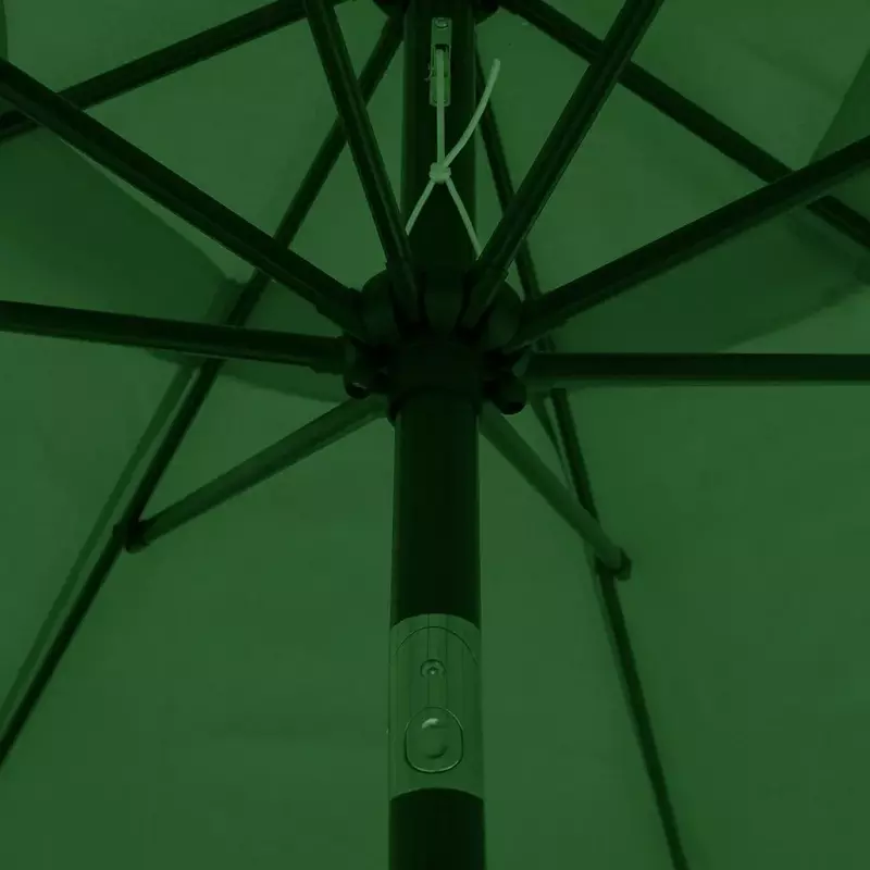 Parasol à rayures avec bouton poussoir inclinable et manivelle, extérieur, marché, rapporteur, vert foncé, sans fret, 9'