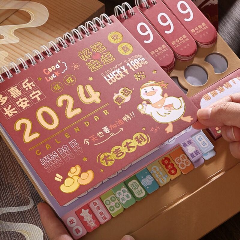 Organizador de Agenda de escritorio, calendario con tapa de pie, planificador anual, 2024